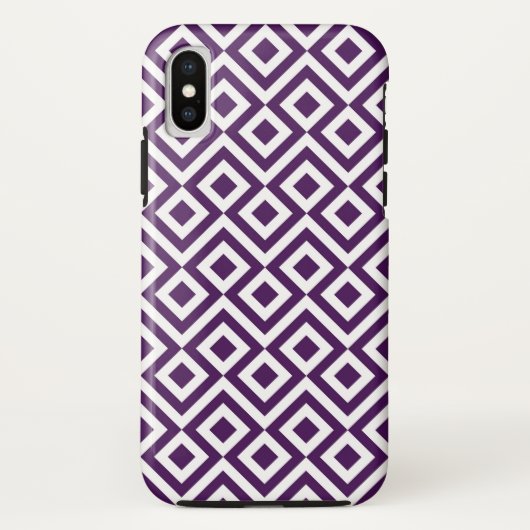 Vet Paarse en witte geometrische meander Case-Mate iPhone Case (Achterkant)