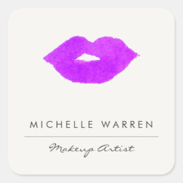 Vet Paarse Lippen Waterverf Make-up Artiest Vierkante Sticker