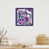 Vet Paarse Roze Geometrische Abstracte Industriële Poster (Keuken)