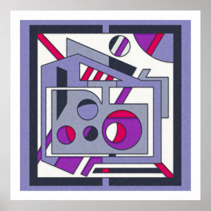 Vet Paarse Roze Geometrische Abstracte Industriële Poster