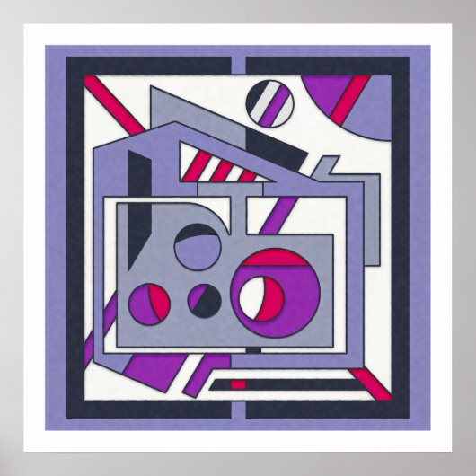 Vet Paarse Roze Geometrische Abstracte Industriële Poster (Voorkant)