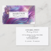 Vet Paarse Roze Goud Abstracte Waterverf Visitekaartje (Voorkant / Achterkant)