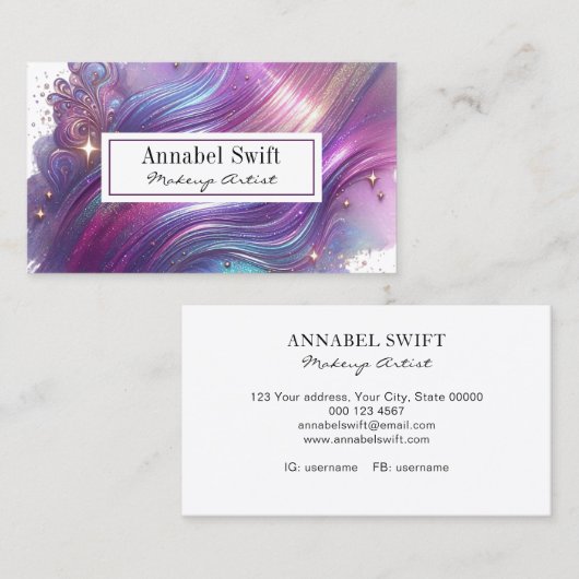 Vet Paarse Roze Goud Abstracte Waterverf Visitekaartje (Voorkant / Achterkant)