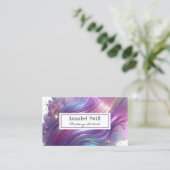 Vet Paarse Roze Goud Abstracte Waterverf Visitekaartje (Staand voorkant)