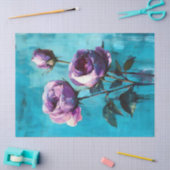 Vet Paarse Rozen op Blue Decoupage Tissuepapier (Craft)
