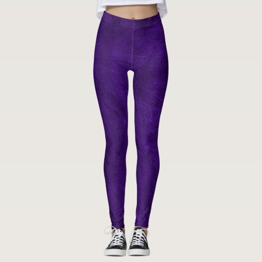 Vet Paarse verontruste lederen Leggings (Voorkant)