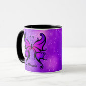 Vet Paarse vlinder Persoonlijke naam Coffee Mok (Voorkant links)