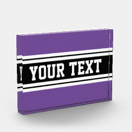 Vet Paarse Zwart Wit Racing Stripes Jouw tekst Fotoblokken