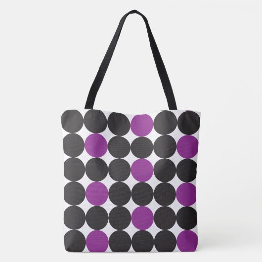 Vet Paarse zwarte Stippen Geometrische patronen Tote Bag (Achterkant)