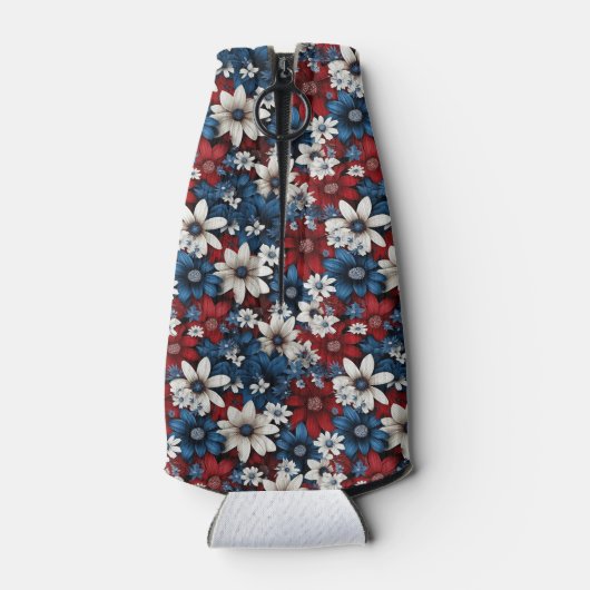 Vet patriottisch bloempatroon flesjeskoeler (Achterkant)