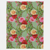 Vet Patroon Rood Geel Roze Rozen en gebladerte Fleece Deken (Voorkant)