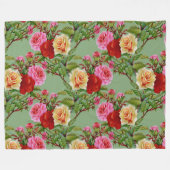Vet Patroon Rood Geel Roze Rozen en gebladerte Fleece Deken (Voorkant (Horizontaal))