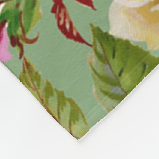 Vet Patroon Rood Geel Roze Rozen en gebladerte Fleece Deken (Hoek)