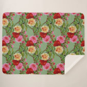 Vet Patroon Rood Geel Roze Rozen en gebladerte Sherpa Deken (Voorkant (horizontaal))