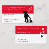 Vet Paw Black Grey Block Pets Visitekaartje (Voorkant / Achterkant)