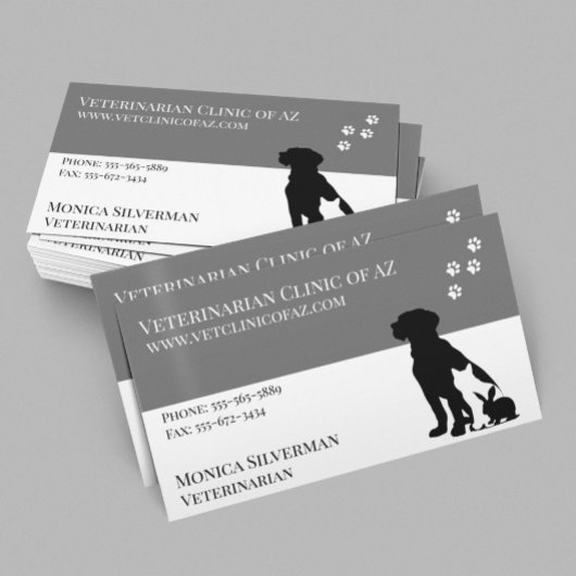 Vet Paw Black Grey Block Pets Visitekaartje