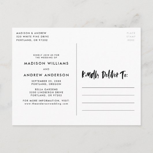 Vet penseel Schrift Overlay Foto Datum Wijzigen Aankondigingskaart (Achterkant)