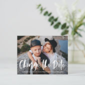 Vet penseel schrift overlay foto wijzig de datum aankondigingskaart (Staand voorkant)