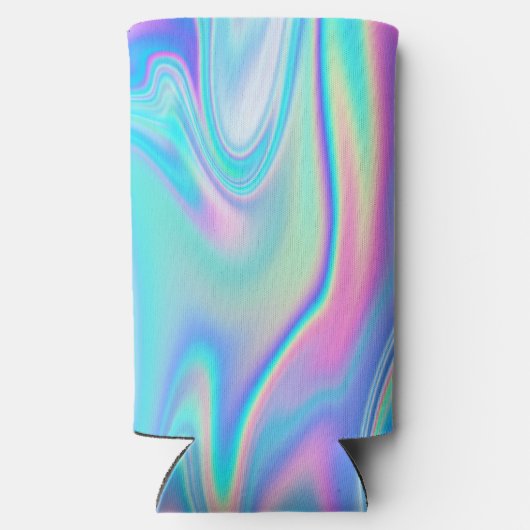 Vet Penseel Script Naam eindigt met een Aqua Iride Seltzer Blikjeskoeler (Achterkant)