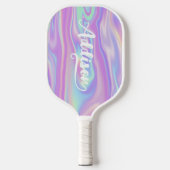 Vet Penseel Script Naam eindigt met N Pink Iridesc Pickleball Paddle (Voorkant)