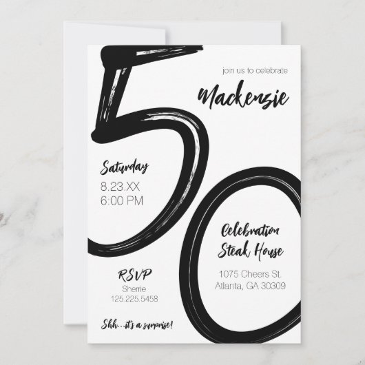 Vet penseel Slag 50th Birthday Surprise Party Kaart (Voorkant)