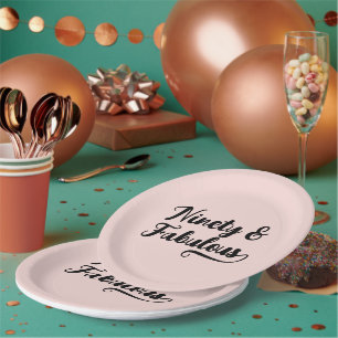 Vet penseelschrift Negentig & Fabulous Blush Papieren Bordje