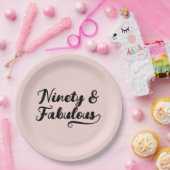 Vet penseelschrift Negentig & Fabulous Blush Papieren Bordje (Feest)