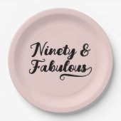 Vet penseelschrift Negentig & Fabulous Blush Papieren Bordje (Voorkant)