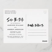 Vet penseelscript De datum opslaan Folie Uitnodiging Briefkaart (Achterkant)