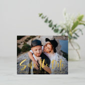 Vet penseelscript De datum opslaan Folie Uitnodiging Briefkaart (Staand Voorkant)