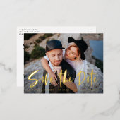 Vet penseelscript De datum opslaan Folie Uitnodiging Briefkaart (Voorkant / Achterkant)