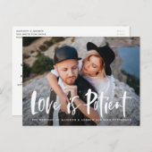Vet penseelscript Love is Patiëntenuitstel Aankondigingskaart (Voorkant / Achterkant)