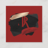 Vet penseelstreek Initialen en handtekening Vierkante Visitekaartje (Voorkant)