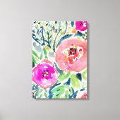 Vet Perzik Painterly Waterverf Bloemen Canvas Afdruk (Voorkant)