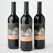 Vet Perzik Sinaasappel Retro Aangepaste Trouwfoto Wijn Etiket (Flessen)