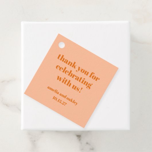 Vet Perzik Sinaasappel Retro Custom Wedding Bedank Bedankjes Labels (In situ)