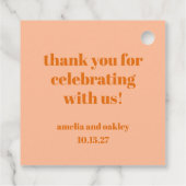 Vet Perzik Sinaasappel Retro Custom Wedding Bedank Bedankjes Labels (Achterkant)