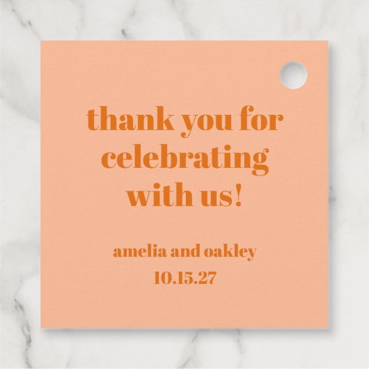 Vet Perzik Sinaasappel Retro Custom Wedding Bedank Bedankjes Labels (Achterkant)