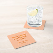 Vet Perzik Sinaasappel Retro Custom Wedding Bedank Kartonnen Onderzetters (Insitu)