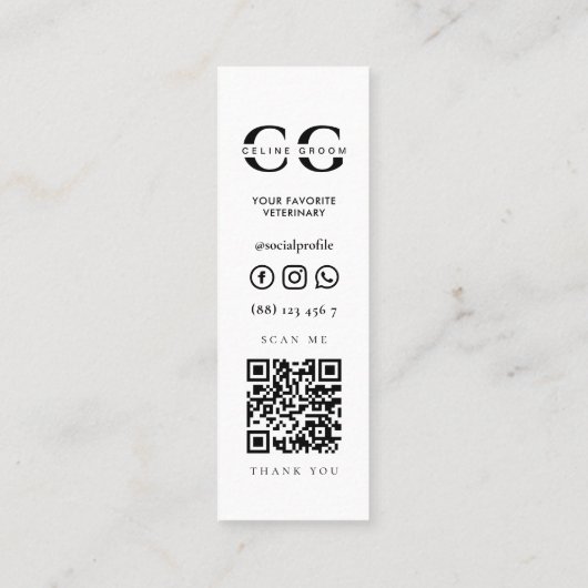 VET Pet Groom Care Dog Expert Veterinarian Qr Mini Visitekaartje (Achterkant)