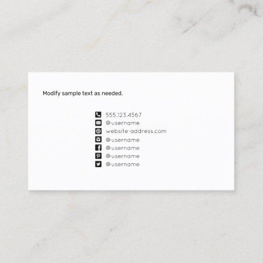 Vet pictogram Sociale media Visitekaartje (Achterkant)