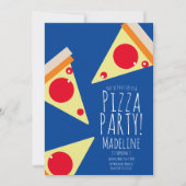 Vet Pizza Verjaardagsfeest Restaurant Blauw Kaart (Voorkant)