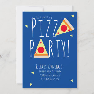 Vet Pizza Verjaardagsfeest Restaurant Blauw Rood Kaart