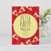 Vet Pizza Verjaardagsfeest Restaurant Uitnodiging (Staand voorkant)