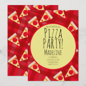 Vet Pizza Verjaardagsfeest Restaurant Uitnodiging (Voorkant / Achterkant)