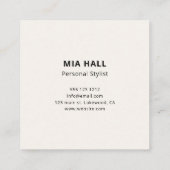 Vet plak minimalistisch wit vierkant Visitekaartje (Achterkant)