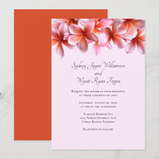 Vet Plumeria Floral Border Simple Wedding Kaart