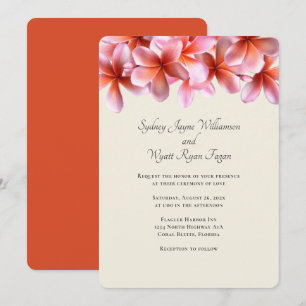 Vet Plumeria Floral Border Simple Wedding Kaart
