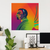 Vet Pop Art | Afrikaans-Amerikaans Man met lokalen Poster (Thuiskantoor)