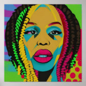 Vet Pop Art Afro-Amerikaanse vrouw met lokken Poster (Voorkant)